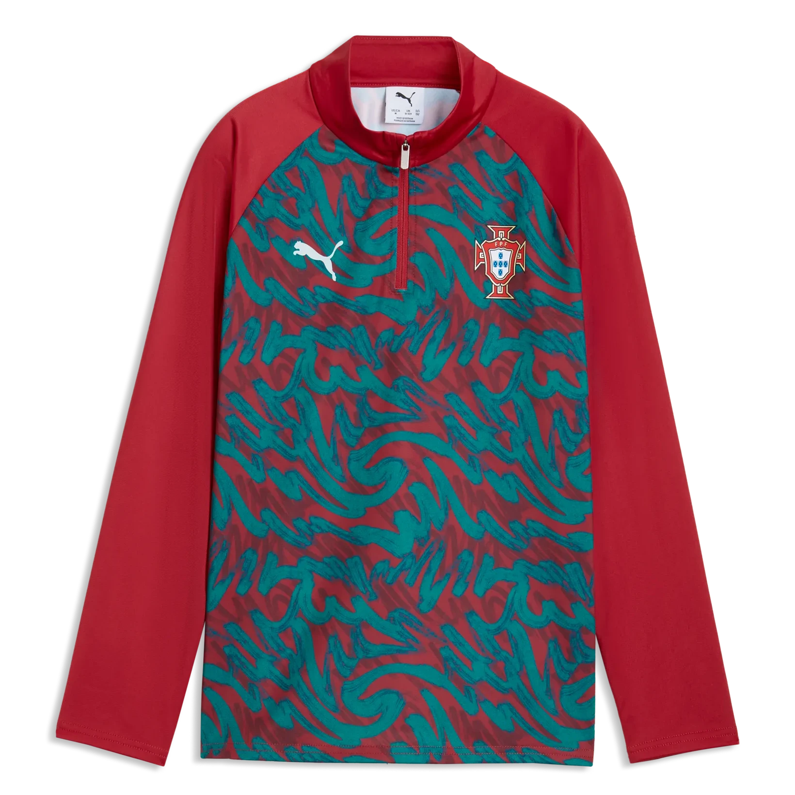 Puma 2026-27 Portugal Youth 1/4 Zip Pre-Match Top Club Red-Green Lagoon