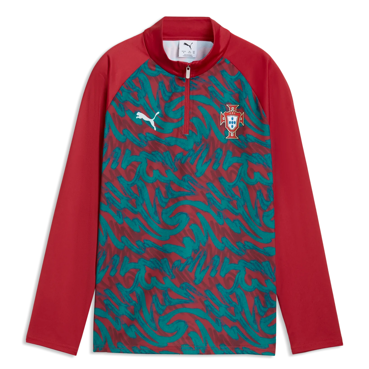 Puma 2026-27 Portugal Youth 1/4 Zip Pre-Match Top Club Red-Green Lagoon