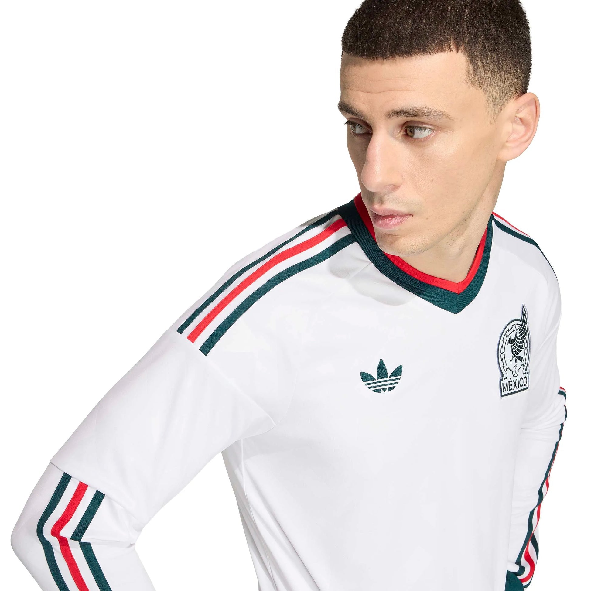 Adidas 2026 Mexico Men's Stadium Away Long-Sleeve Soccer Jersey White